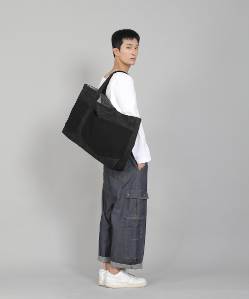 SAINTCREW（セントクルー）の「ダブルペンタゴンポケットEXワイドエコバッグDPP-161デニムブラック（エコバッグ/サブバッグ・メンズ・その他・フリー）」の3枚目の写真