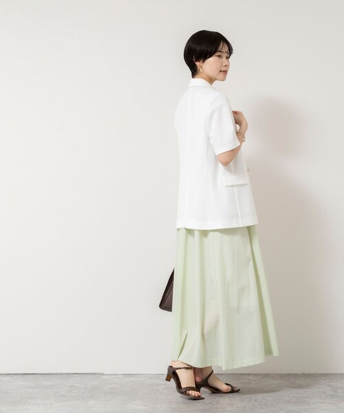 NOLLEY’S Sophi(ノーリーズソフィ)の「《撥水/UVカット》ウォッシャブルタフタ2WAYフレアーワンピース(ワンピース・レディース・ライトグリーン/チャコールグレー・38)」の11枚目の写真