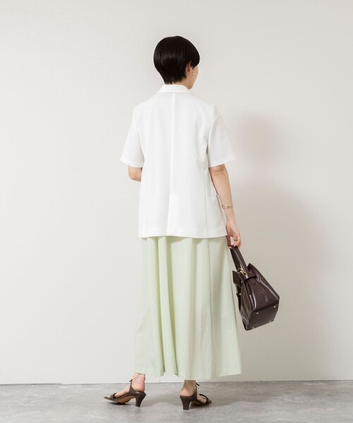 NOLLEY’S Sophi(ノーリーズソフィ)の「《撥水/UVカット》ウォッシャブルタフタ2WAYフレアーワンピース(ワンピース・レディース・ライトグリーン/チャコールグレー・38)」の12枚目の写真