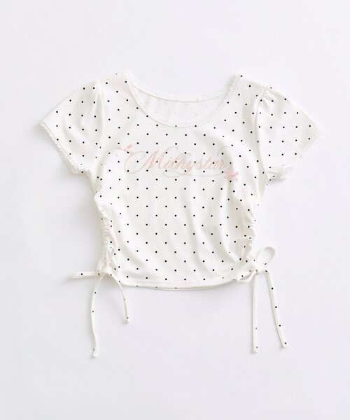 OLIVE des OLIVE(オリーブデオリーブ)の「Milky Star ドロストTシャツ(Tシャツ/カットソー・レディース・オフホワイト/サックスブルー/ピンク/ブラック・FREE)」の5枚目の写真