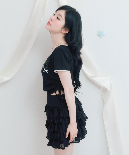 OLIVE des OLIVE(オリーブデオリーブ)の「Milky Star ドロストTシャツ(Tシャツ/カットソー・レディース・オフホワイト/サックスブルー/ピンク/ブラック・FREE)」の7枚目の写真
