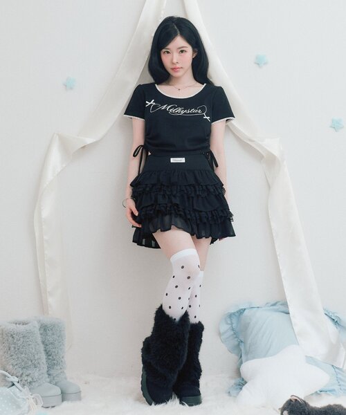 OLIVE des OLIVE(オリーブデオリーブ)の「Milky Star ドロストTシャツ(Tシャツ/カットソー・レディース・オフホワイト/サックスブルー/ピンク/ブラック・FREE)」の12枚目の写真