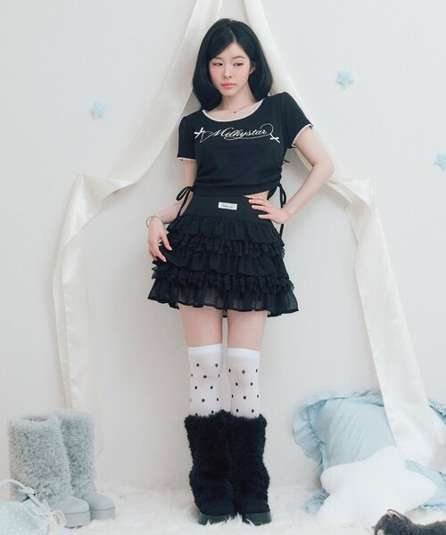 OLIVE des OLIVE(オリーブデオリーブ)の「Milky Star ドロストTシャツ(Tシャツ/カットソー・レディース・オフホワイト/サックスブルー/ピンク/ブラック・FREE)」の13枚目の写真