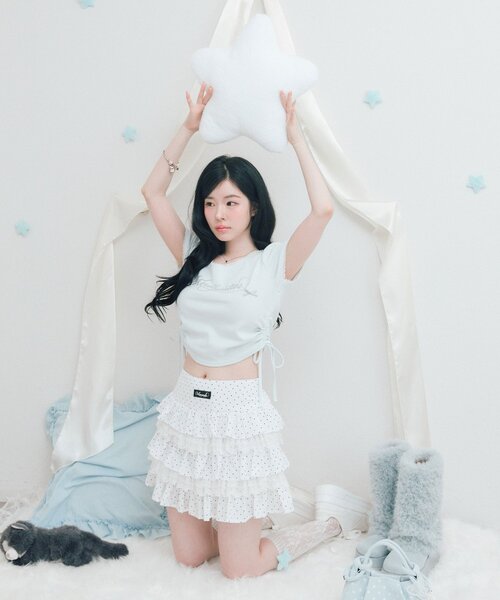 OLIVE des OLIVE(オリーブデオリーブ)の「Milky Star ドロストTシャツ(Tシャツ/カットソー・レディース・オフホワイト/サックスブルー/ピンク/ブラック・FREE)」の21枚目の写真