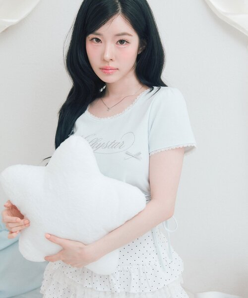 OLIVE des OLIVE(オリーブデオリーブ)の「Milky Star ドロストTシャツ(Tシャツ/カットソー・レディース・オフホワイト/サックスブルー/ピンク/ブラック・FREE)」の22枚目の写真