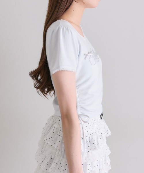 OLIVE des OLIVE(オリーブデオリーブ)の「Milky Star ドロストTシャツ(Tシャツ/カットソー・レディース・オフホワイト/サックスブルー/ピンク/ブラック・FREE)」の8枚目の写真