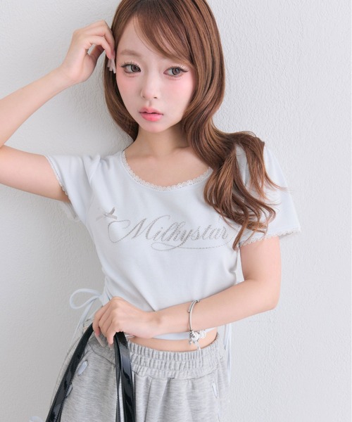 OLIVE des OLIVE(オリーブデオリーブ)の「Milky Star ドロストTシャツ(Tシャツ/カットソー・レディース・オフホワイト/サックスブルー/ピンク/ブラック・FREE)」の15枚目の写真