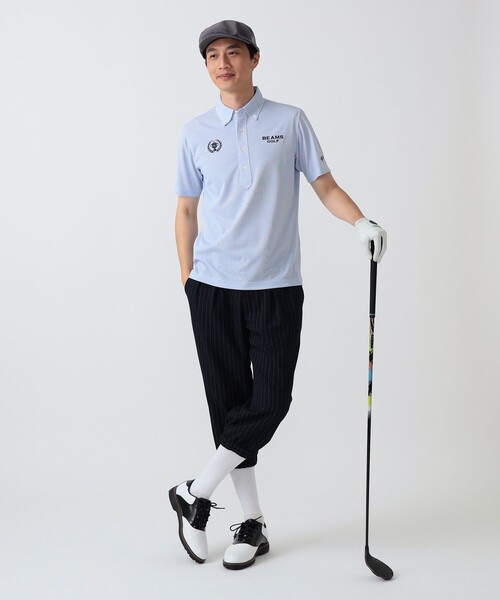 BEAMS GOLF(ビームスゴルフ)の「PURPLE LABEL / リターンブリティッシュ ストレッチ ストライプ ポロシャツ(吸水速乾・UVカット)(ポロシャツ・メンズ・グレー/サックスブルー・L/XL/M)」の19枚目の写真
