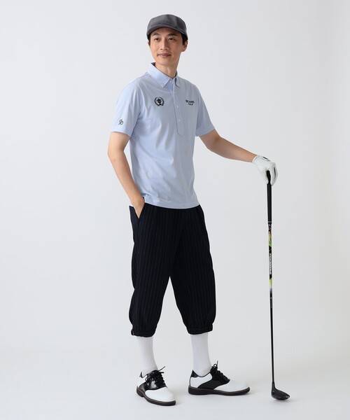 BEAMS GOLF(ビームスゴルフ)の「PURPLE LABEL / リターンブリティッシュ ストレッチ ストライプ ポロシャツ(吸水速乾・UVカット)(ポロシャツ・メンズ・グレー/サックスブルー・L/XL/M)」の20枚目の写真