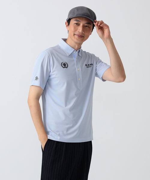 BEAMS GOLF(ビームスゴルフ)の「PURPLE LABEL / リターンブリティッシュ ストレッチ ストライプ ポロシャツ(吸水速乾・UVカット)(ポロシャツ・メンズ・グレー/サックスブルー・L/XL/M)」の21枚目の写真