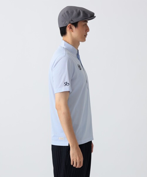 BEAMS GOLF(ビームスゴルフ)の「PURPLE LABEL / リターンブリティッシュ ストレッチ ストライプ ポロシャツ(吸水速乾・UVカット)(ポロシャツ・メンズ・グレー/サックスブルー・L/XL/M)」の14枚目の写真