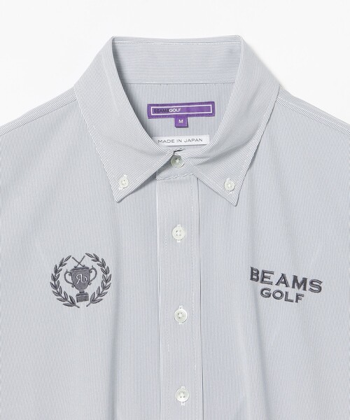 BEAMS GOLF(ビームスゴルフ)の「PURPLE LABEL / リターンブリティッシュ ストレッチ ストライプ ポロシャツ(吸水速乾・UVカット)(ポロシャツ・メンズ・グレー/サックスブルー・L/XL/M)」の12枚目の写真