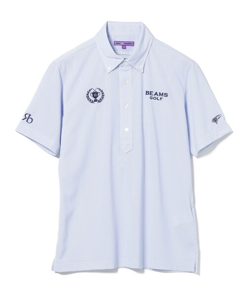 BEAMS GOLF(ビームスゴルフ)の「PURPLE LABEL / リターンブリティッシュ ストレッチ ストライプ ポロシャツ(吸水速乾・UVカット)(ポロシャツ・メンズ・グレー/サックスブルー・L/XL/M)」の6枚目の写真