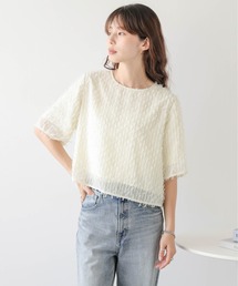 フリンジシアー ジャガードトップス