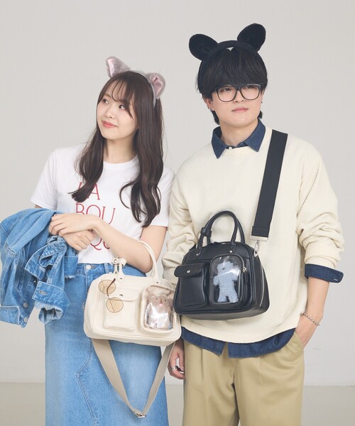 LOWELL things(ロウェル シングス)の「【推し活】オシゴト2WAYボストンバッグ/クリアポケット/ぬい活(ボストンバッグ・レディース・オフホワイト/ブラック・フリー)」の21枚目の写真