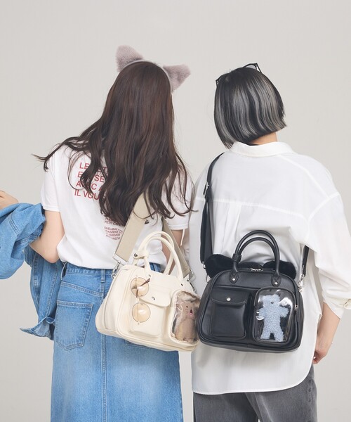 LOWELL things（ロウェル　シングス）の「【推し活】オシゴト2WAYボストンバッグ/クリアポケット/ぬい活（ボストンバッグ・レディース・オフホワイト/ブラック・フリー）」の19枚目の写真