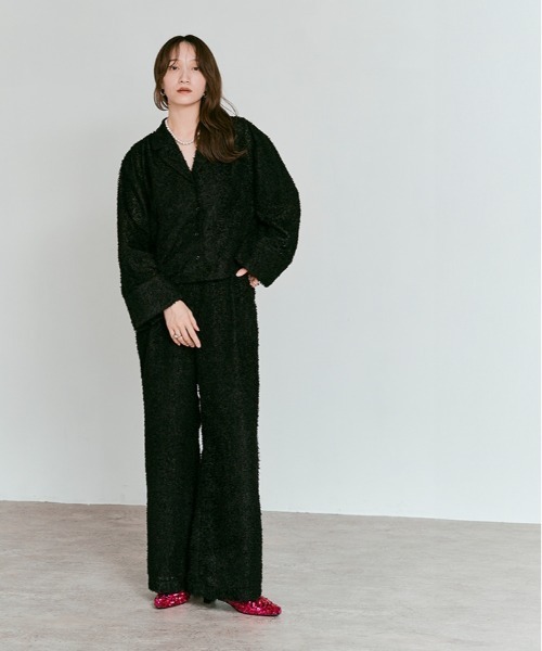W:Huku(フーク)の「フェザー ヤーン ショート シャツ ジャケット / Feather Yarn Short Shirt Jacket(シャツ/ブラウス・レディース・ブラック/アイボリー・FREE)」の20枚目の写真