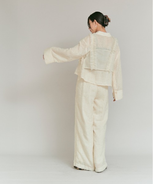 W:Huku(フーク)の「フェザー ヤーン ショート シャツ ジャケット / Feather Yarn Short Shirt Jacket(シャツ/ブラウス・レディース・ブラック/アイボリー・FREE)」の21枚目の写真