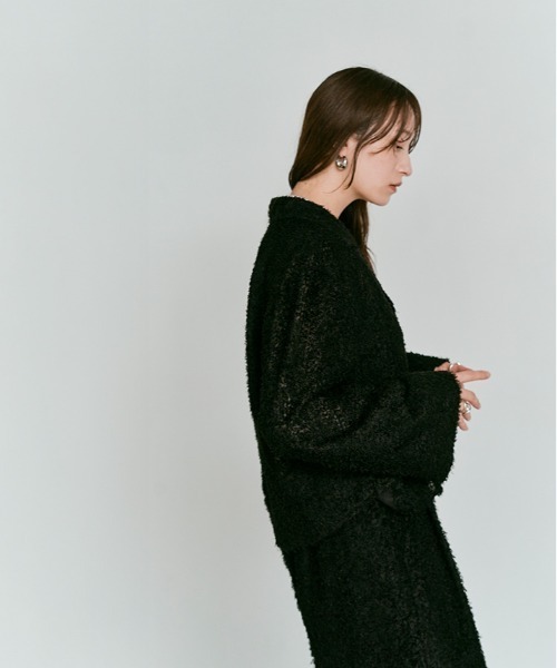 W:Huku(フーク)の「フェザー ヤーン ショート シャツ ジャケット / Feather Yarn Short Shirt Jacket(シャツ/ブラウス・レディース・ブラック/アイボリー・FREE)」の10枚目の写真