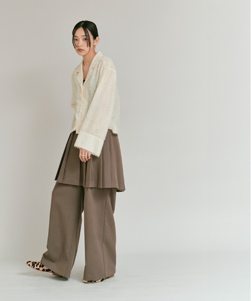 W:Huku(フーク)の「フェザー ヤーン ショート シャツ ジャケット / Feather Yarn Short Shirt Jacket(シャツ/ブラウス・レディース・ブラック/アイボリー・FREE)」の12枚目の写真