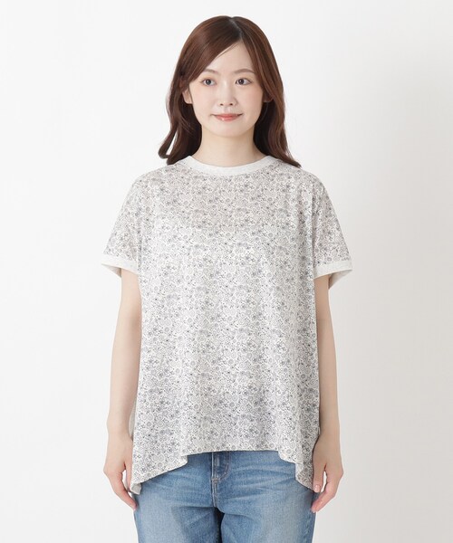 one'sterrace(ワンズテラス)の「花柄プリントコンビフレンチスリーブプルオーバー(シャツ/ブラウス・レディース・カーキ系5/アイボリー系8/ネイビー系5・02)」の4枚目の写真