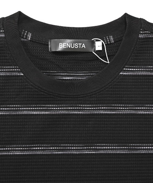 BENUSTA(ベヌスタ)の「『BENUSTA/ベヌスタ』ボーダー半袖Tシャツ【GC】(Tシャツ/カットソー・メンズ・ブラック/ホワイト・L/M)」の3枚目の写真