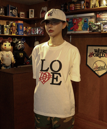 WEIRDWORLD（ウィアード ワールド）の「BIG LOVE ハーフTシャツ ホワイト（Tシャツ/カットソー）」