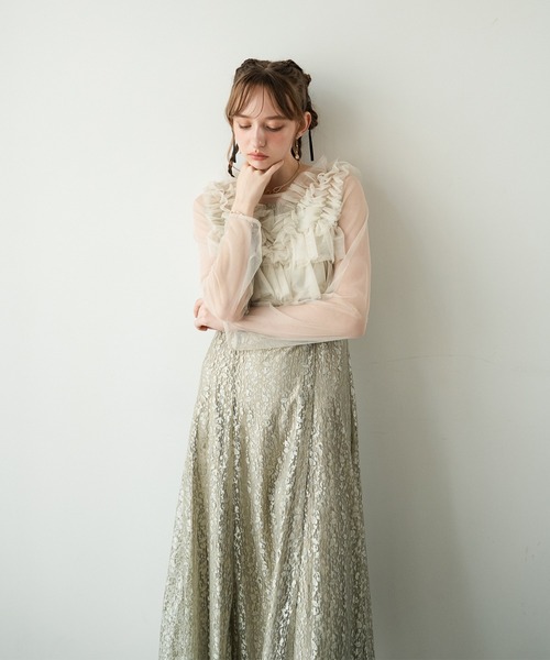 Dorry Doll(ドリードール)の「ギャザーチュールトップス(シャツ/ブラウス・レディース・ピンク/ホワイト系その他/グリーン/ブルー・M)」の20枚目の写真