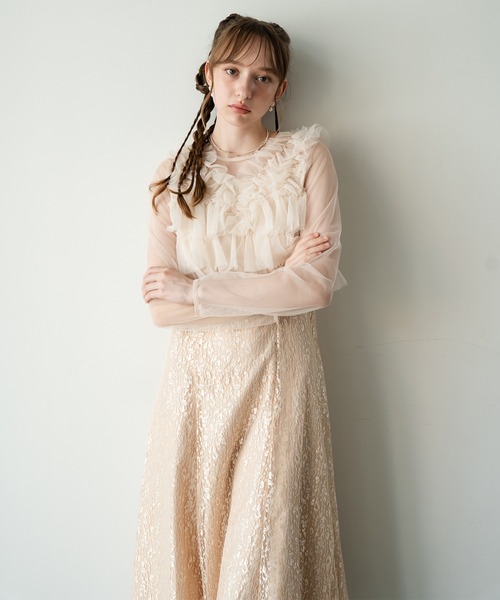 Dorry Doll(ドリードール)の「ギャザーチュールトップス(シャツ/ブラウス・レディース・ピンク/ホワイト系その他/グリーン/ブルー・M)」の8枚目の写真
