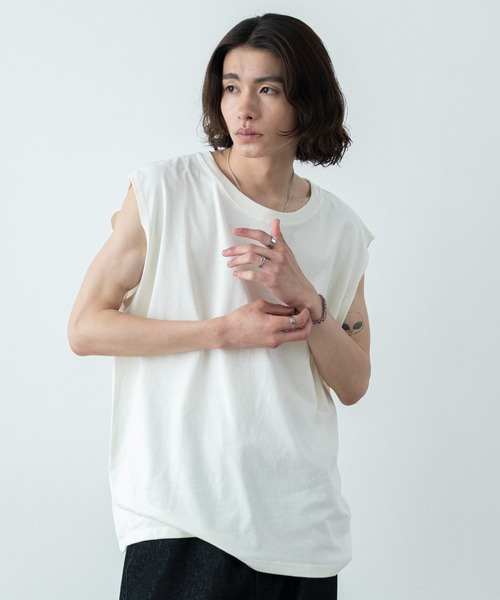 WEGO(ウィゴー)の「WEGO/【26年春夏新作】BIGノースリーブTシャツ(Tシャツ/カットソー・メンズ・スミクロ/ホワイト・LARGE)」の1枚目の写真
