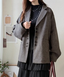 classicalelf（クラシカルエルフ）の「《daaco×クラシカルエルフコラボ》羽織るだけで、品よく見違える。多ボタン千鳥柄テーラードジャケット(ミドル丈)（テーラードジャケット）」