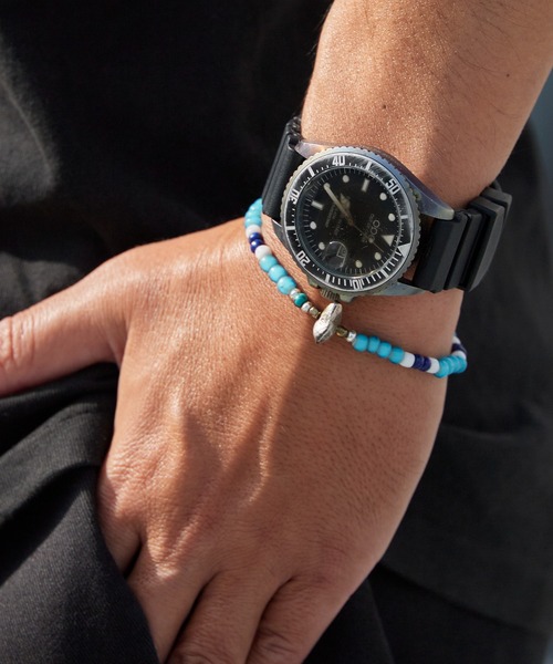 SunKu(サンク)の「SunKu/サンク Vintage Beads Bracelet (Blue) ヴィンテージ ビーズ ブレスレット ブルー メンズ レディース 2026年 夏 夏服(ブレスレット・メンズ・ライトブルー・FREE)」の5枚目の写真