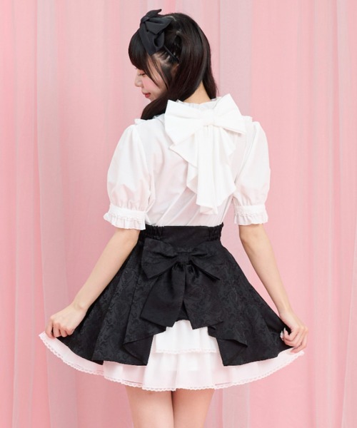 Secret Honey（シークレットハニー）の「コルセット風バッスルスカパン（スカート・レディース・ブラック/ワインレッド・MEDIUM）」の6枚目の写真
