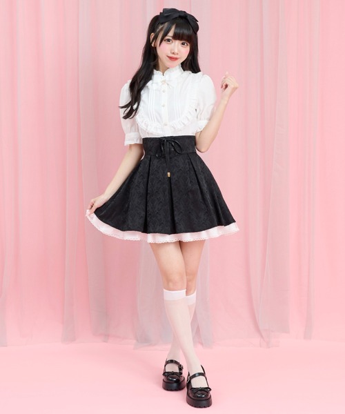 Secret Honey（シークレットハニー）の「コルセット風バッスルスカパン（スカート・レディース・ブラック/ワインレッド・MEDIUM）」の3枚目の写真