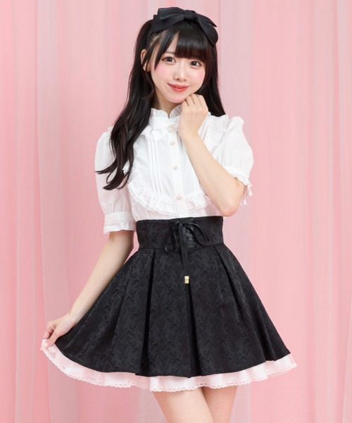 Secret Honey（シークレットハニー）の「コルセット風バッスルスカパン（スカート・レディース・ブラック/ワインレッド・MEDIUM）」の5枚目の写真