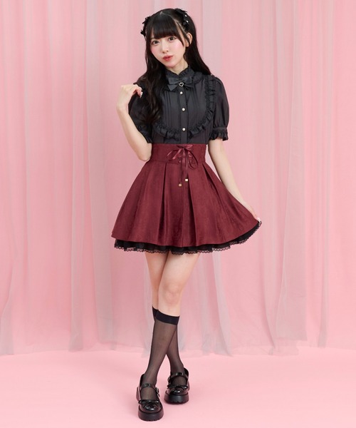 Secret Honey（シークレットハニー）の「コルセット風バッスルスカパン（スカート・レディース・ブラック/ワインレッド・MEDIUM）」の7枚目の写真