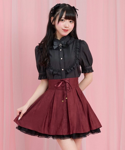 Secret Honey（シークレットハニー）の「コルセット風バッスルスカパン（スカート・レディース・ブラック/ワインレッド・MEDIUM）」の9枚目の写真