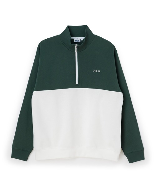 FILA（フィラ）の「COLOR BLOCK HALF ZIP SWEAT / カラーブロック ハーフジップスウェット（スウェット・メンズ・ダークグリーン/ネイビー/ブラック・M/L/XL）」の2枚目の写真