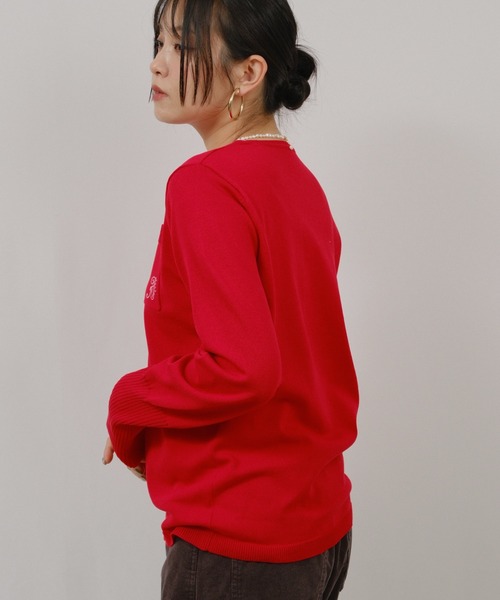 palm RICHE（ポームリシュ）の「ハイゲージ刺繍ロゴニット（Tシャツ/カットソー・レディース・ライトベージュ/レッド/ブラック・M）」の9枚目の写真