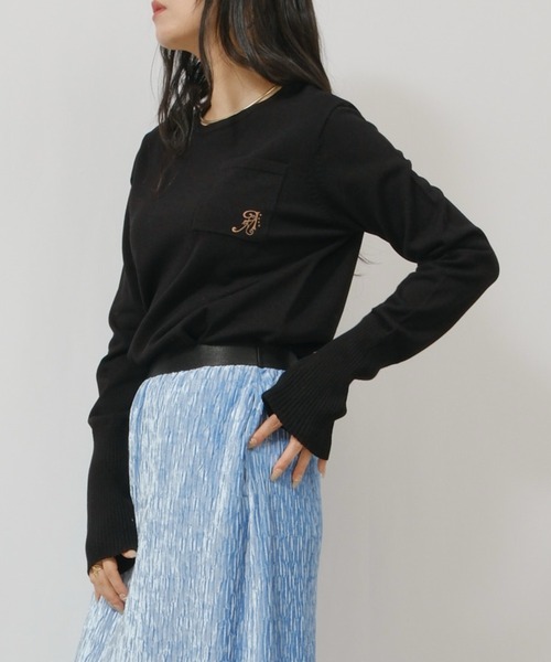 palm RICHE（ポームリシュ）の「ハイゲージ刺繍ロゴニット（Tシャツ/カットソー・レディース・ライトベージュ/レッド/ブラック・M）」の17枚目の写真