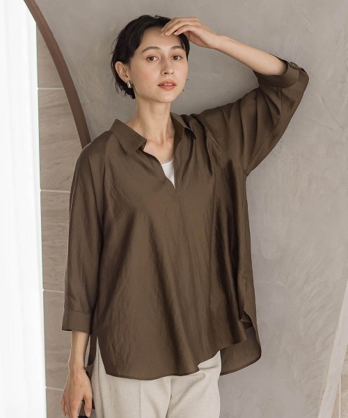 la.f…(ラエフ)の「スキッパーシャツ(シャツ/ブラウス・レディース・レッド/オフホワイト/ブラウン/イエロー・9号)」の3枚目の写真