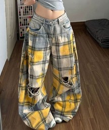 デニムパンツ（イエロー/黄色系・ハーフ・ひざ丈）ファッション通販