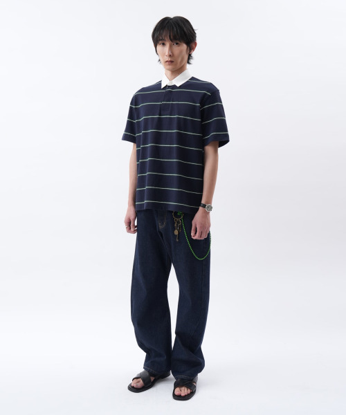 AFTERPRAY(アフタープレイ)の「リニアストライプポロシャツネイビー(ポロシャツ・メンズ・その他・SMALL/MEDIUM/LARGE)」の3枚目の写真