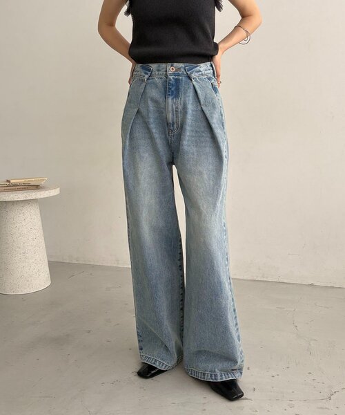 CAPRICIEUX LE'MAGE(カプリシューレマージュ)の「【サイズ展開あり】タックワイドデニム(デニムパンツ・レディース・ブルー/ブラック・PS/38/36)」の22枚目の写真