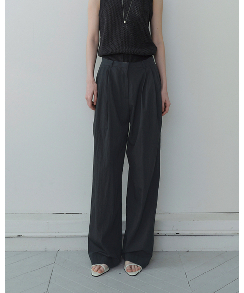 BLUEBRICK(ブルーブリック)の「Summer loose slacks (charcoal)(スラックス・レディース・その他・M-Short/L-Short/S-Long/M-Long/L-Long/S-Short)」の1枚目の写真