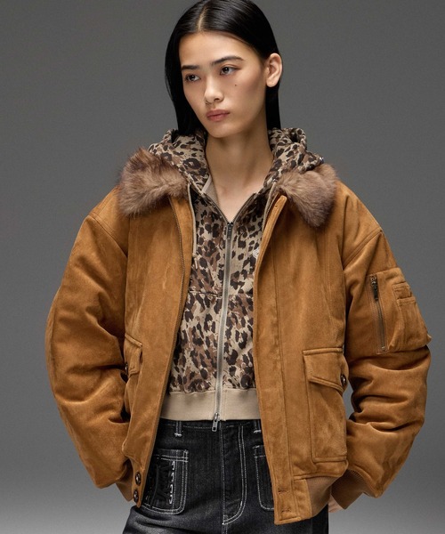 X-girl（エックスガール）の「ALL OVER PRINT COMPACT ZIP UP SWEAT HOODIE（パーカー・レディース・レオパード/カモフラージュ/ピンク・S/M）」の12枚目の写真