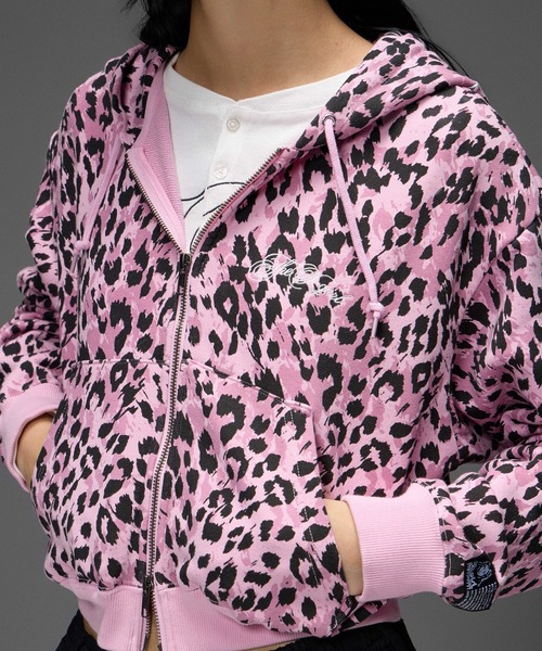 X-girl（エックスガール）の「ALL OVER PRINT COMPACT ZIP UP SWEAT HOODIE（パーカー・レディース・レオパード/カモフラージュ/ピンク・S/M）」の20枚目の写真