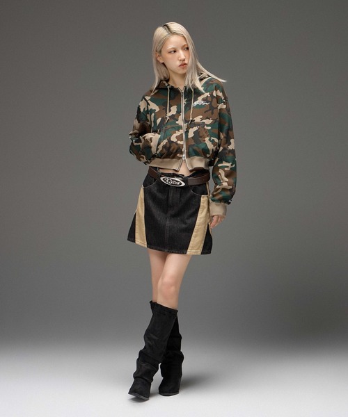 X-girl（エックスガール）の「ALL OVER PRINT COMPACT ZIP UP SWEAT HOODIE（パーカー・レディース・レオパード/カモフラージュ/ピンク・S/M）」の21枚目の写真