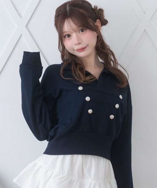 Mejoul(メジュール)の「【2026秋冬新作】【セットアップ対応】ナポレオンスウェットトップス(スウェット・レディース・ネイビー/グレー系その他/ダークグレー・F)」の3枚目の写真