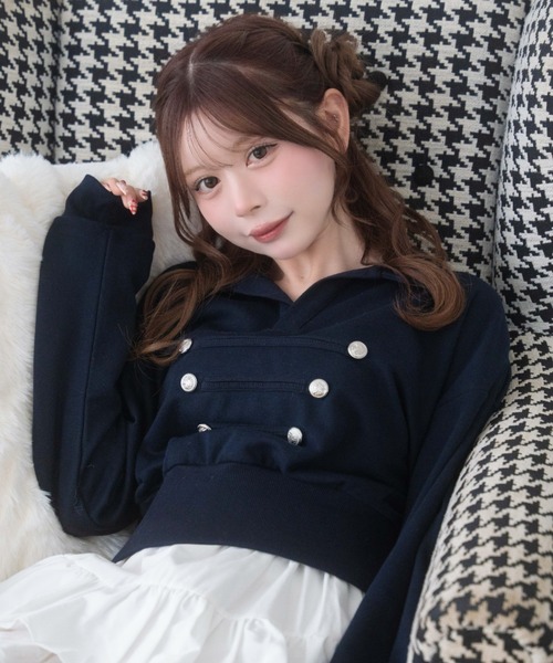 Mejoul(メジュール)の「【2026秋冬新作】【セットアップ対応】ナポレオンスウェットトップス(スウェット・レディース・ネイビー/グレー系その他/ダークグレー・F)」の14枚目の写真
